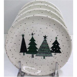 4 Salad Dessert Plate Trees Balsam & Fir 8" Plates Melamine Christmas Tree New